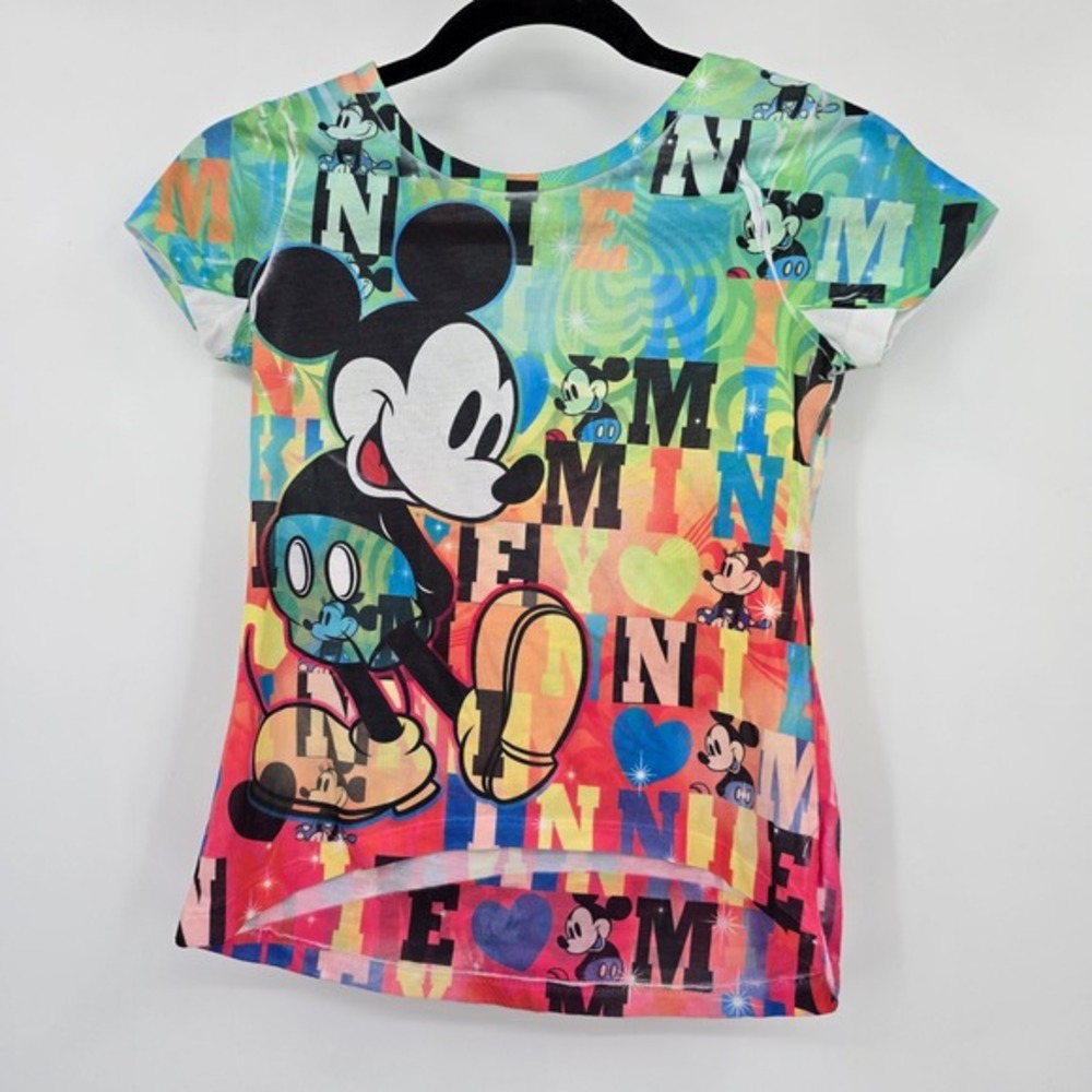 Disney Mickey Mouse High Low Colorful Graphic T-Shirt Kids Size‎ M (7/8) Y2k